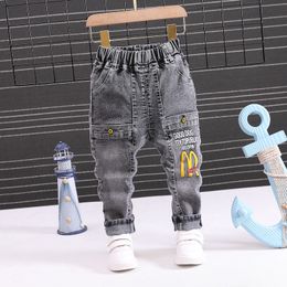 Jeans 2023 Spring Fashion Boys Baby casual Pants Cartoon letters Kids Elasticity Jean Boy Trousers Autumn Children Denim 17Y 230905