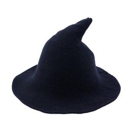 Stingy Brim Hats Ly Ladies Halloween Party Women Fashion Witch Hat Casual Solid Colour Wide Knitted208V