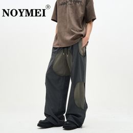 Mens Pants NOYMEI European Niche High Street Patchwork Design Reflect Light Trousers Mens Trendy Vintage Style Straight Pants Chic WA1757 230906