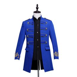 Mens Jackets Long Jacket Coats Groom Wedding Clothes Prom Singer Dancer Performance Stage King Prince Costumes Uniform Stand Collar Coat 230905