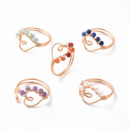 Crystal stone Cluster Beaded Rings For Women Men Amethyst Gold Handmade Heart shape Wedding Party Finger Ring