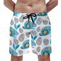 Men's Shorts Easter Floral Eggs Gym Retro Board Short Pants Male Design Sportswear Quick Dry Beach Trunks Birthday Gift