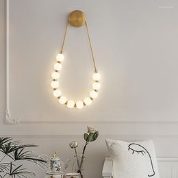 Wall Lamp Creative Necklace LED Lights Gold Black Metal White Acrylic Sconce For El Parlour Bedroom Aisle Corridor Home Art Deco