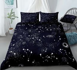 Bedding sets Stars Set Night Sky Kids Girls Boys Duvet Cover Dark Blue Home Textiles Galaxy Bedclothes Men Women Soft Quilt 230906