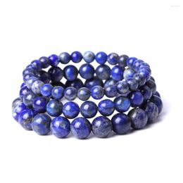 Strand Lapis Lazuli Blue Stone Beads Bracelet Buddha Yoga Friendship Strench For Women Men Jewelry Braclet