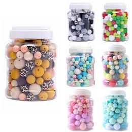 Teethers Toys 200PCS Silicone Beads for Round Baby Teething DIY Set 3 Size of Food Grade BPA Free Chewable Beads for born Accessories Gifts 230906