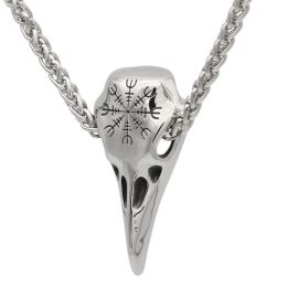 Fashion Men Necklace Stainless Steel Crow Skull Pendant Amulet Men's Necklace Biker Viking Jewellery Anniversary Day Gift LL