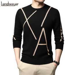 Men s Sweaters Fashion Brand Knit High End Designer Winter Wool Pullover Black Sweater For Man Cool Autum Casual Jumper Mens Clothing 230906