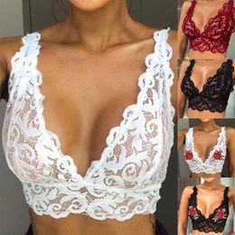 Crop Tops Women Sexy bralette Seamless Corset Lace Flowers Bralette Bralet Bra Tank Cami Underwear Bustier top309A