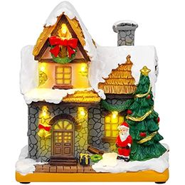 Other Event Party Supplies Christmas Decorations Santa Village Houses Winter Snow LED Light Xmas Ornaments Indoor Home Fireplace Display Decor Gifts 230905