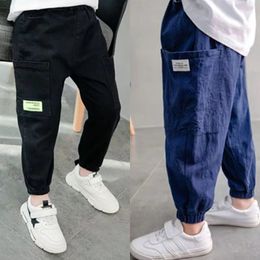 Trousers 2023 Kids Casual Pants Baby Boys Loose Harem Toddler Cargo Cotton and Linen Child Sweatpants Pantalones4 12Y 230906