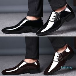 Dress Shoes Patent Leather for Men Business Shoe Lace Up Oxfords Plus Size Male Wedding Party