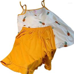 Women's Sleepwear Women Pyjama Sets Sleeveless V-Neck Summer 2 Piece Girls Cute Style 2023 Home Clothes Mainland China
