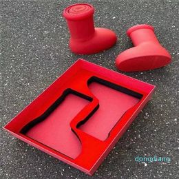 Big Red Rubber Boots for Wet Weather 3D Printed Boots Red Colour Luxury Ankle Boots Designers Men Women Booties Highet Quality Winter Booties