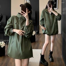 Women's Jackets Summer Zipper Hooded Sunscreen Women Coat Casual Loose Versatile Solid Color Simple Tops Fashion Vintage All-match Outerwear