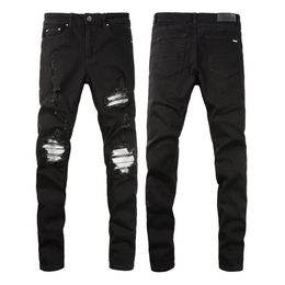 Mens Designer Jeans Fashion Blcak Grinding Hole Pants Man Washed Biker Trousers Fashion Casual Mature Trendy Denim Pant Hip Hop mo341I