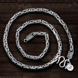 Chains S990 Silver Square Keel Necklace Peace Grain Retro Personality Men's Fashion Thick Long Chain