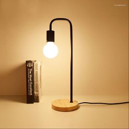 Table Lamps Loft Vintage Desk Lamp American Countryside Light Wooden Edison Nordic Metal Home Fixtures Lighting