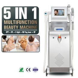 3 Handles Anti-aging Machine RF Skin Firming Spot Removal OPT + Nd Yag Laser Hair/Tattoo Removal Machine 5 in 1 Multifunction Beauty Salon