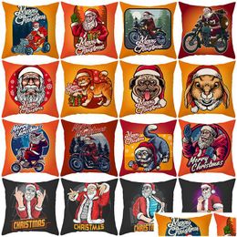 Pillow Case Funny Santa Christmas Throw Ers 18X18 Inch Claus Pets Home Decorative Pillowcase For Couch Sofa Gge2157 Drop Delivery Gard Dhczk