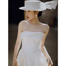 Ethnic Clothing Mariage Vintage White Satin Wedding Dresses Bridal Tube Top Party Gown Vestidos De Noiva