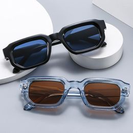 Sunglasses Fashion Square Women Shades UV400 Vintage Blue Tea Punk Men Sun Glasses