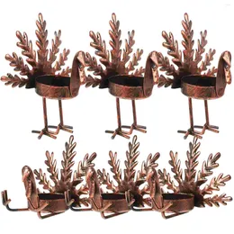 Candle Holders 6 Pcs Turkey Holder Party Candlestick Christmas Ornaments Metal Support Stand Iron Dinning Table Decor