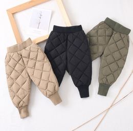 Trousers Boys and girls cotton trousers autumn winter clothes children s casual down thick warm pants 230906