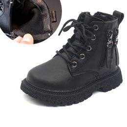 Boots Fashion Children Leather Boots Autumn Winter Plus Velvet Warm Snow Boots Waterproof Kids Boys Casual Shoes Baby Girls Sneakers 230907