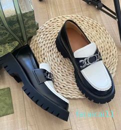 Designer Women Casual Shoes Thick Bottom Gear Loafers Black Leather Shoe Increase Platform loafers Sneaker