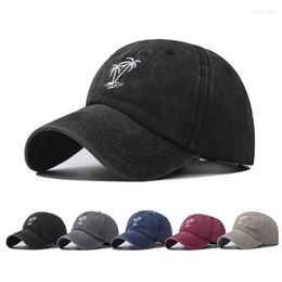 Ball Caps Baseball Cap Snapback Hat Pure Color Coconut Trees Water Washing Spring Autumn Hip Hop Fitted