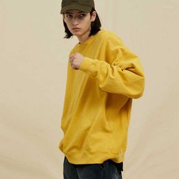 Men's Hoodies Autumn And Winter Heavy Cotton Blue Pattern Dyed Washed Old Loose Round Neck Pullover Sweater Men