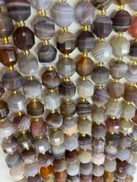 Loose Gemstones Natural Botswana Agat 8mm-10MM (1 Strand/set) Faceted Energy Column Beads Stone For Christmas Jewellery Making DIY