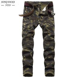 Men s Jeans Fashion Military Camouflage Male Slim Trend Hip Hop Straight Army Green Pocket Cargo Denim Youth Brand Pants 230906