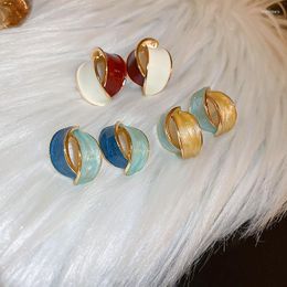 Stud Earrings European And American Retro Temperament Oil Geometric Drop Metal Dangle For Women Fashion Jewelry Gifts