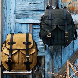 Backpack Casual Oil Wax Canvas Backpacks Vintage Waterproof Large Capacity Travel Bag Unisex Mochila Leather Laptop Drawstring Rucksack