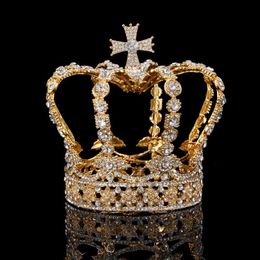 Wedding Hair Jewelry Crystal Queen King Crown Wedding Bridal Tiaras and Crowns Bride Headpiece Women Pageant Diadem Hair Jewelry Accessories 230907