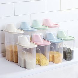 Storage Boxes Bins 1925L Cereal Dispenser with Lid Box Plastic Rice Container Food Sealed Jar Cans for Kitchen Grain Dried Fruit Snacks 230907