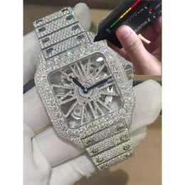 JKBJ Armbanduhr Luxus Digner Custom Skeleton Sier Moissanit Diamant Uhr Pass Tted Quarzwerk Top Herren FrozBFJII4QO8LN0