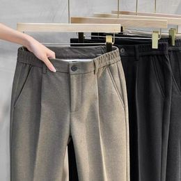 Men's Pants Men Solid Woolen Thick Joggers 2023 Mens Streetwear Male Casual Vintage Pant Cropped