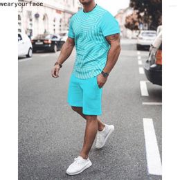 Men's Tracksuits Maze Pattern T Shirts Shorts Sets 3D All Over Printed Sports Streetwear Vacation Men Clothing