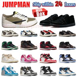 2023 Mens Travis 1s Low Basketball Shoes Jumpman 1 OG Sneakers Golf Olive TS Black Phantom Palomino Bred Space Jam UNC Fragment Mens Women Trainers Outdoor Shoe Size 13