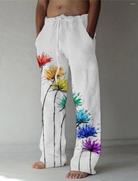 Men's Pants 2023 Summer Digital Printing Flower Pattern Youth Abstract Versatile Casual