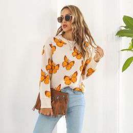 Women's Sweaters Y2K Sweater Woman 3D Butterfly Pullover For Women Loose Autumn Winter Long Sleeve Ladies Tops Womens Clothing