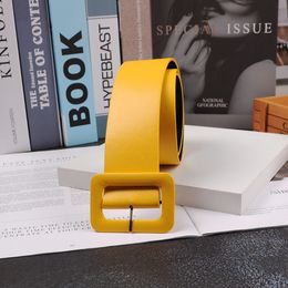 Fashion Accessories Casual Female Belt Solid Plastic Head Smooth Buckle Belt Stylish Candy Colour PU Leather Belt Yellow