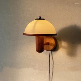 Wall Lamps Solid Wood Simple Retro Bedroom Lamp Modern Home Decor Living Room Bedside Reading Lights Indoor Lighting