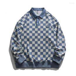 Men's Hoodies FUODRAO Harajuku Sweatshirt Mens Spring Autumn Plaid Sweat Shirt Hip Hop Streetwear Plus Size Pullover W005