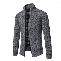 Men's Jackets Autumn Winter Jacket Slim Fit Stand Collar Zipper Men Solid Cotton Thick Warm Sweater