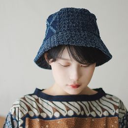 Wide Brim Hats Bucket Japanese Vintage Raw Edge Denim Hat Spring and Summer Travel Shading Show Face Small Designer Retro Basin Caps Men 230907