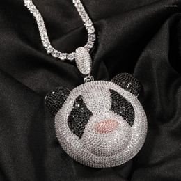Anhänger Halsketten Personalisierte Iced Out Panda Bling Zirkonia Halskette Edelstahl Kettenform Modeschmuck Geschenk für Freund